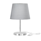 Abajur Eros Dome Shantung Cinza Base Redonda