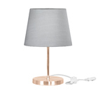 Abajur Eros Dome Shantung Cinza Base Redonda Cobre