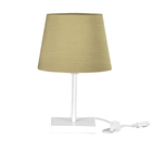 Abajur Eros Dome Shantung Dourado031 Base Toda Branca Quadr.