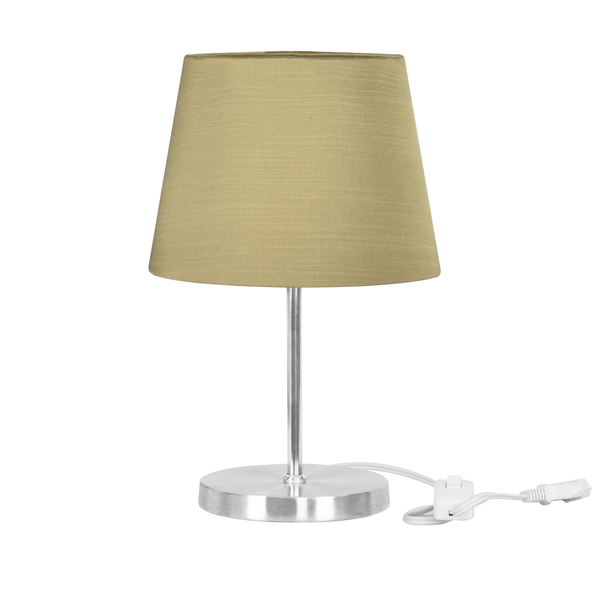 Abajur Eros Dome Shantung Dourado Base Redonda