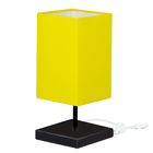 Abajur Eros Quad Amarelo Com Base Inox Toda Preta