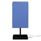 Abajur Eros Quad Azul Com Base Inox Toda Preta