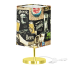 Abajur Eros Quad Bar Com Base Redonda Dourado