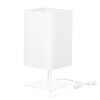 Abajur Eros Quad Branco Com Base Inox Toda Branca