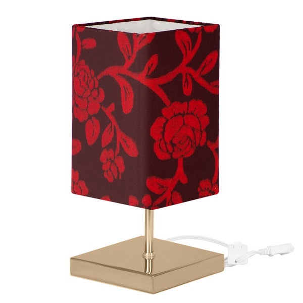 Abajur Eros Quad Floral Vermelho Quadrada New Cobre