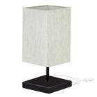 Abajur Eros Quad Linho Claro 025 Base Quadrada Toda Preta