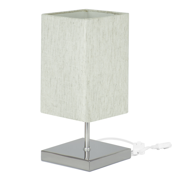 Abajur Eros Quad Linho Claro 025 Com Base Quadrada