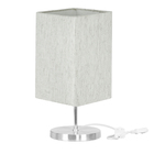 Abajur Eros Quad Linho Claro Com Base Redonda