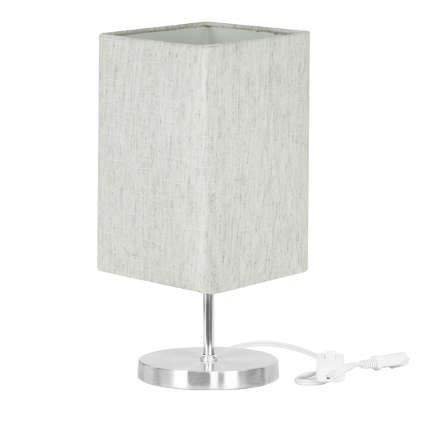 Abajur Eros Quad Linho Claro Com Base Redonda