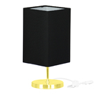 Abajur Eros Quad Preto Com Base Redonda Dourado