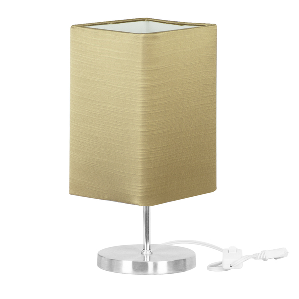 Abajur Eros Quad Shantung Dourado Com Base Redonda