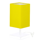 Abajur Eros Quad Touch Amarelo Com Base Inox Toda Branca