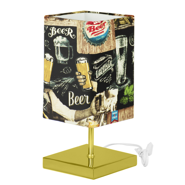 Abajur Eros Quad Touch Bar Base Quadrada Dourado