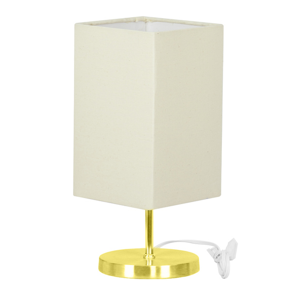 Abajur Eros Quad Touch Bege Redonda Dourado