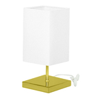 Abajur Eros Quad Touch Branco Base Quadrada Dourado