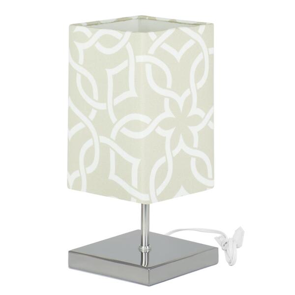 Abajur Eros Quad Touch Elos Bege Com Base Inox.