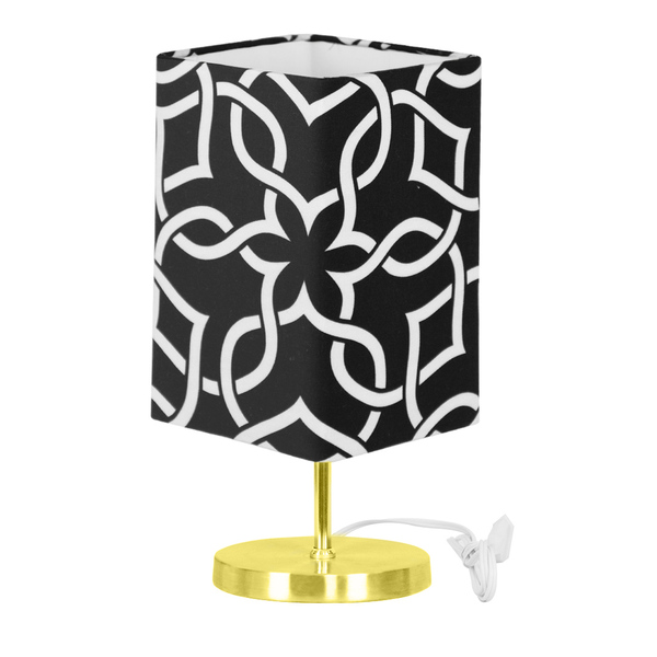 Abajur Eros Quad Touch Elos Preto Redonda Dourado