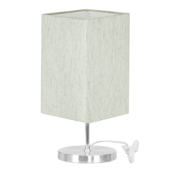 Abajur Eros Quad Touch Linho Claro Com Base Redonda