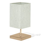 Abajur Eros Quad Touch Linho Claro Quadrada New Cobre