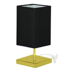 Abajur Eros Quad Touch Preto Base Quadrada Dourado