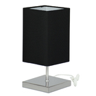 Abajur Eros Quad Touch Preto Com Base Inox.