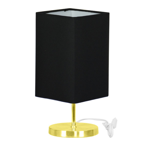 Abajur Eros Quad Touch Preto Redonda Dourado