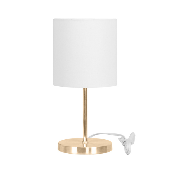 Abajur Eros Touch Cilind. Branco Redonda N. Cobre