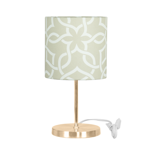 Abajur Eros Touch Cilind. Elos Bege Redonda N. Cobre