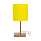 Abajur Eros Touch Cilindrico Amarelo Base Todo Cobre Quad.