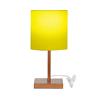 Abajur Eros Touch Cilindrico Amarelo Base Todo Cobre Quad.