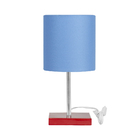 Abajur Eros Touch Cilindrico Azul Base Vermelho Quadrada