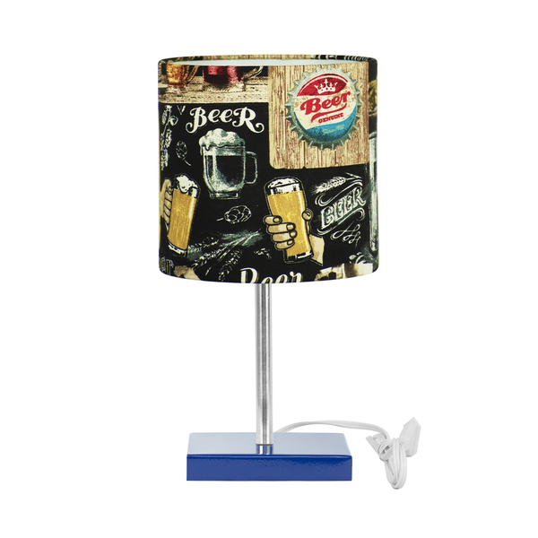 Abajur Eros Touch Cilindrico Bar Base Azul Quadrada