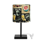 Abajur Eros Touch Cilindrico Bar Base Toda Preta Quadrada