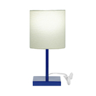 Abajur Eros Touch Cilindrico Bege Base Toda Azul Quadrada