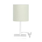 Abajur Eros Touch Cilindrico Bege Base Toda Branca Quad.