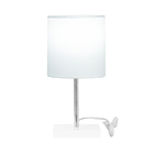 Abajur Eros Touch Cilindrico Branca Base Branca Quadrada