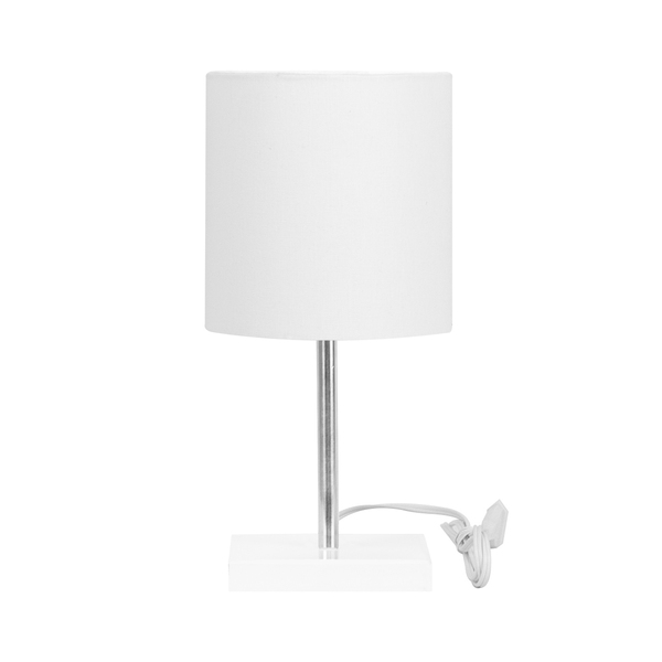 Abajur Eros Touch Cilindrico Branca Base Branca Quadrada