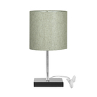 Abajur Eros Touch Cilindrico Cinza Escuro Base Preta Quad.