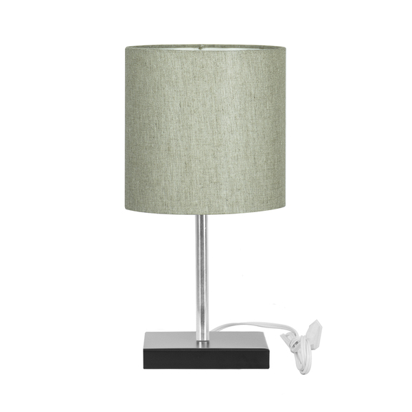 Abajur Eros Touch Cilindrico Cinza Escuro Base Preta Quad.