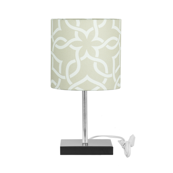 Abajur Eros Touch Cilindrico Elos Bege Base Preto Quadrada