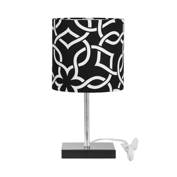 Abajur Eros Touch Cilindrico Elos Preto Base Preta Quadrada