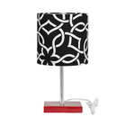 Abajur Eros Touch Cilindrico Elos Preto Base Vermelha Quad.