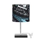 Abajur Eros Touch Cilindrico Parede Giz Base Preta Quadrada