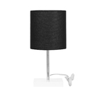 Abajur Eros Touch Cilindrico Preto Base Branca Quadrada