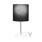 Abajur Eros Touch Cilindrico Preto Base Branca Quadrada