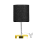 Abajur Eros Touch Cilindrico Preto Base Dourada Quadrada