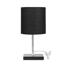 Abajur Eros Touch Cilindrico Preto Base Preta Quadrada