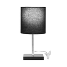 Abajur Eros Touch Cilindrico Preto Base Preta Quadrada