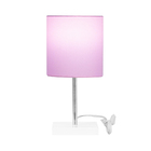 Abajur Eros Touch Cilindrico Rosa Base Branca Quadrada