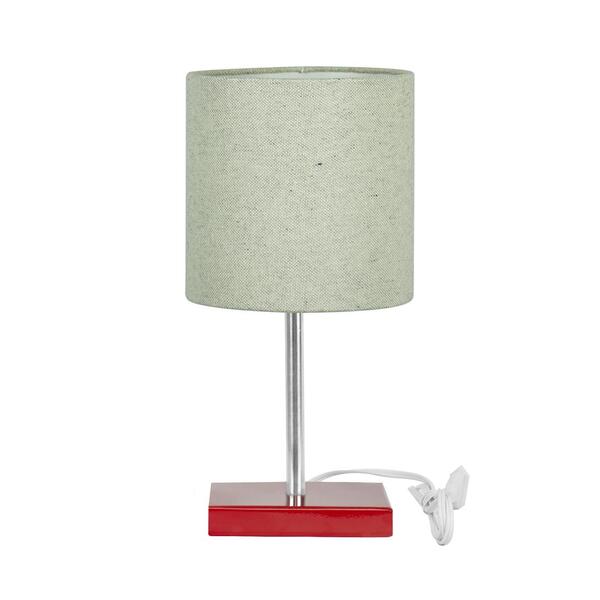 Abajur Eros Touch Cilindrico Rustico Escuro Base Vermelha Q.